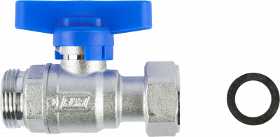 Кран шаровой FAR 3/4", НР-накидная гайка EPDM, син. бабочка, хром