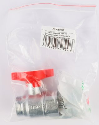 Кран шаровой FAR 1", ВР-"американка", красн. бабочка под термометр, хром