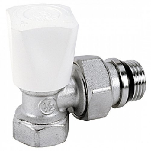 Клапан прямой ручной компактной серии, хромированный, отвод с герметичной прокладкой, 1/2"
