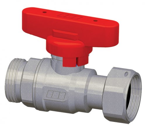 Кран шаровой FAR 3/4", НР-накидная гайка EPDM, красн. бабочка, хром