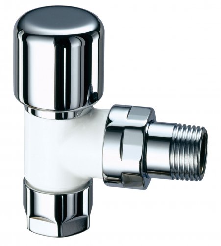 Вентиль термостатический угловой TopFAR, TOP LINE, 1/2", М24х19, EPDM, цвет серебро/белая эмаль FAR