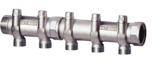Коллектор запорный 1 1/2", ВР-НР, 2 отвода М33х1,5, для труб 20-26 мм FAR
