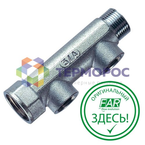 Коллектор 1 1/4", ВР-НР, 2 отвода 1/2", ВР, межосевое 50 мм FAR