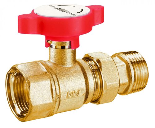 Кран шаровой FAR 3/4", ВР-"американка", красн. бабочка под термометр