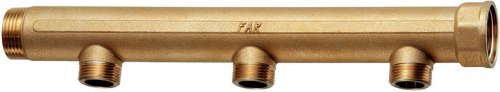 Коллектор 1", ВР-НР, 3 отвода 1/2", НР, межосевое 100 мм FAR