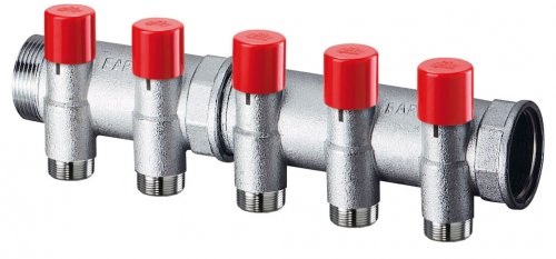 Коллектор запорный 1' 1/4", 10 отв. 3/4' EUROKONUS