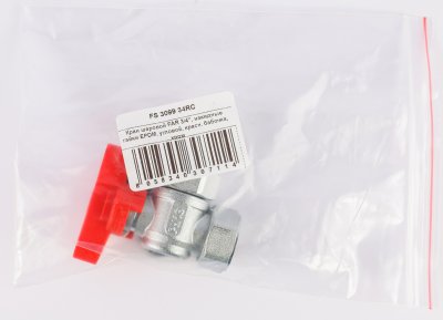 Кран шаровой FAR 3/4", накидные гайки EPDM, угловой, красн. бабочка, хром