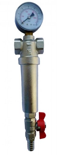 Фильтр промывной 3/4", ВР-ВР, сетчатый 300 мкр, с манометром, Kromwell