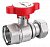 Кран шаровой FAR 3/4"-1", ВР-накидная гайка EPDM, красн. бабочка под термометр, хром