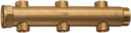Коллектор 1 1/2", ВР-НР, 6 отводов 3/4", ВР, межосевое 100 мм FAR