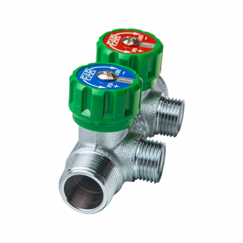 Коллектор регулирующий 3/4", ВР-НР, 2 отвода 1/2", НР, межосевое 45 мм FAR