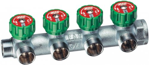 Коллектор регулирующий 3/4", 4 отвода М24х19 FAR
