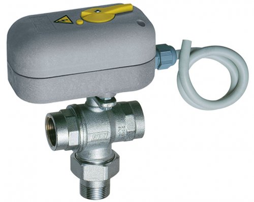Кран шаровой 3-х ход., 1", НР-ВР, зонный, 220 В, 8 сек, с ручной деблокировкой FAR