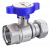 Кран шаровой FAR 3/4"-1", ВР-накидная гайка EPDM, син. бабочка под термометр, хром