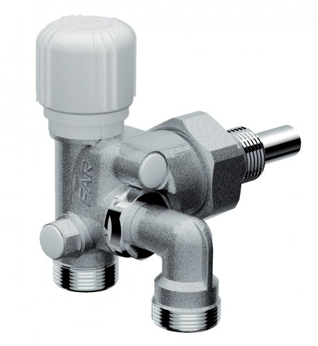 Термоузел угл.,с байспас.лин., М24х19, 1"лев.резьба, межцентр.расстоян.48-65mm