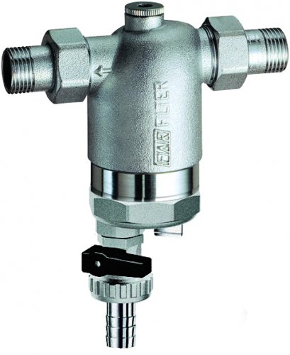 Фильтр 1/2", НР-НР, 300 мкм, с магнитной вставкой, под манометр, Tmax: 95 °С, 25 бар FAR