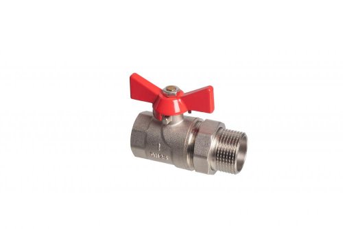 Кран шаровой Kromwell 1", ВР-"американка", красн. бабочка, никель