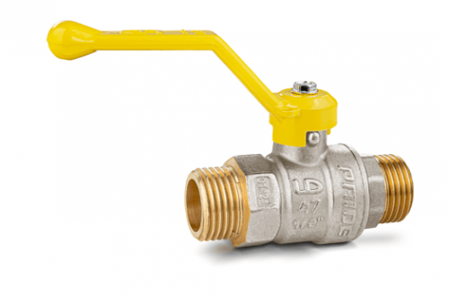 Кран шаровой LD Pride 3/4", НР, желт. рычаг, для газа никель