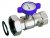 Кран шаровой FAR 1"-1 1/2", ВР-накидная гайка EPDM, под датчик, син. бабочка с термометром, хром