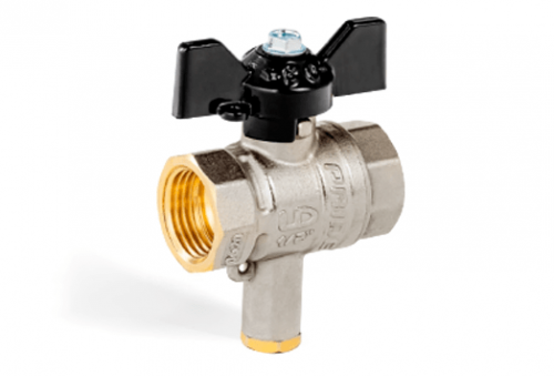 Кран шаровой LD Pride 1/2", ВР, под датчик, черн. бабочка, никель