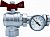 Кран шаровой Kromwell 1", ВР-"американка" EPDM, угловой с термометром, комлект 2 шт. " красн. и син. бабочка, никель