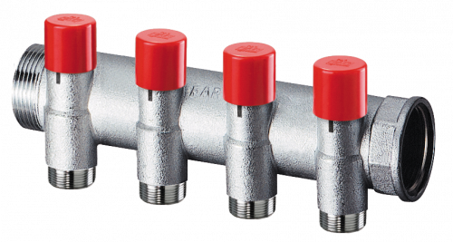 Коллектор балансировочный 1 1/4", 4 отвода 3/4"EU FAR