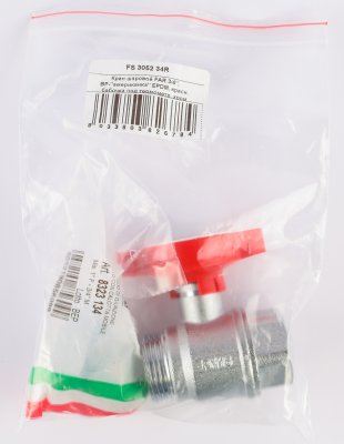 Кран шаровой FAR 3/4", ВР-"американка", красн. бабочка под термометр, хром