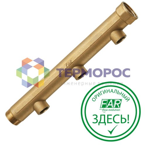 Коллектор 1 1/2", НР-ВР, 3 отвода 1", ВР, межосевое 100 мм FAR