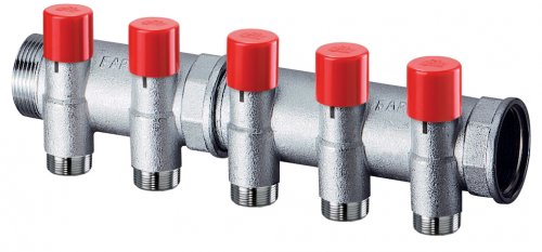 Коллектор балансировочный 1", 4 отвода 1/2"EU FAR